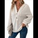 thumbnail image 3 of Sudadera con Capucha de Larga de Punto Gofre para Mujer, con Cordón, Botones, Cuello en V, Informal, con Capucha. XL, 3 of 9