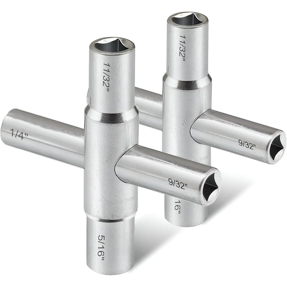 EXLEAF 2Pc. 4 Way Sillcock Set 1/4" 9/32" 5/16" 11/32" Utility Fits Most Sillcock Stopcock Spigots Wall hydrant Control Cabinet and Valves
