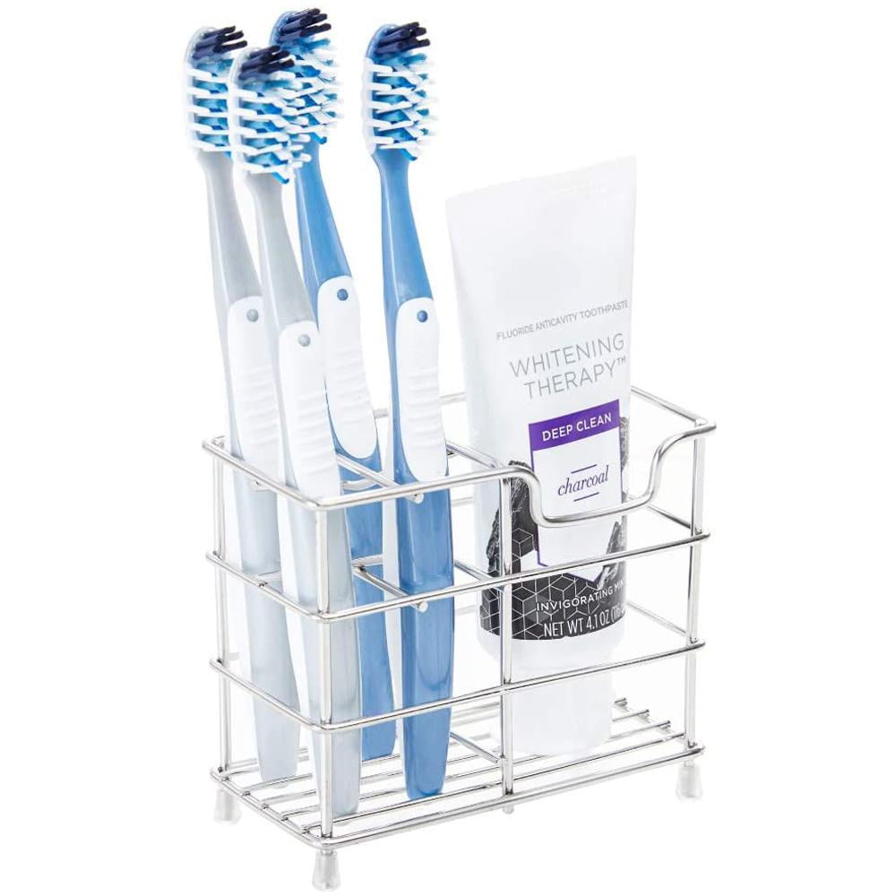 Electric Toothbrush Holder,Stainless Steel Metal,Multi-Functional 6 Slots for Toothbrush,Toothpaste,Makeup Brush Organinzer,Desk and Office Storge Black