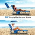 thumbnail image 6 of Gymax Foldable Lounge Chair Adjustable Outdoor Beach Patio Pool Recliner Blue W/ Sun Shade, 6 of 10