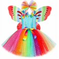 thumbnail image 3 of Disfraz de hada para niñas, vestido de tutú con purpurina y arcoíris con alas de mariposa, para fiestas de cumpleaños de Halloween y princesas, 3 of 5