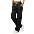 thumbnail image 2 of WULMLEO Cargo Pants for Women Wide Leg High Elastic Waist Y2K Pant Fall 2026 Casual Fall Plus Size Hiking Trousers with Pockets Black 2XL, 2 of 7