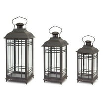 Home Lantern (Set Of 3) 14"H, 17"H, 20"H Metal, Glass
