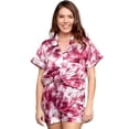 thumbnail image 6 of Belles Design Womens Tie Dye Short Sleeve Satin Silk Pajama Set Button Down 2 pieces Loungewear Sleepwear, 6 of 10