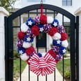 thumbnail image 4 of Kbndieu 4th of July Patriotic Wreath for Front Door Red White and Blue Flower Wreath for Window Wall Patio Decor Independence Day Memorial Day Flag Day Veterans Day, 4 of 6