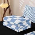thumbnail image 5 of Erosebridal Modern Checkered Zipper Twin Comforter Sets with Fitted Sheet and 2 Pillowcases for Girls, Blue White Abstract Square Print Zipper Bedding Set, Black Reversible, 4-Piece, 5 of 7