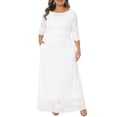 thumbnail image 2 of DARING DIVA Women's Plus Scoop Neck 3/4 Sleeves Floral Lace Dresses 4X White, 2 of 6
