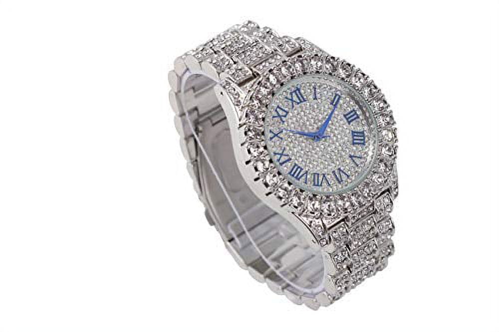 Fully Iced Mens Big Rocks Bezel Color Dial with Roman Fully Iced Mens Big Rocks Bezel Color Dial with Roman