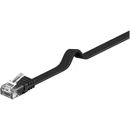 Goobay 95381 CAT 6 Flat-Patch Cable, U/UTP, Black, 10 m Length
