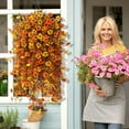 thumbnail image 4 of WUJDF Fall Artificial Faux Mums Hanging Flowers Plants Basket for Outdoor Decoration,Fake Silk Daisy Planters Uv Resistant Look Real for Home Porch Patio Balcony Yard Fall Decor Artificial Flowers, 4 of 7