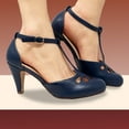 thumbnail image 5 of Chase & Chloe Women's Pepper Mary Janes - Vintage Cutout Low Kitten Heels Retro T Strap Pumps, 5 of 5