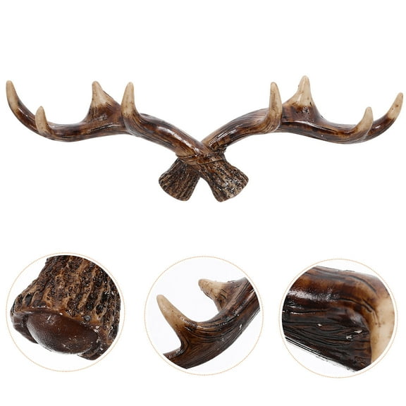 OUNONA Decorative Antler Wall Hook Brown Resin Entryway Organizer for Hats Keys Coats and Bags