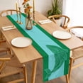 thumbnail image 3 of Green Whale Table Runner - 108 Inch Long, Kitchen Dining Table Runner Dresser Scarves, Mandalas Boho Modern Abstract Aqua Stripe Farmhouse Decor for Coffee Tables Wedding Party Banquet, 3 of 8