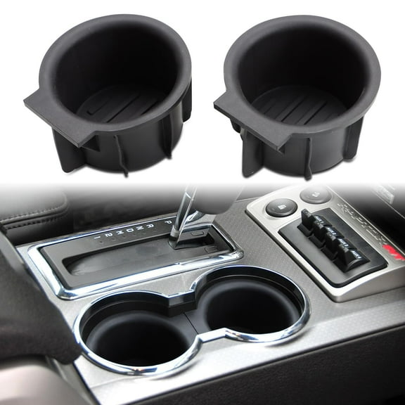 Front Console Cup Holder Inserts, 2pcs Replacement for Ford F150 2009-2014 with Flow Through Console, Replaces 9L3Z-1513562-CB