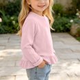 thumbnail image 4 of Yeaiivve Baby Toddler Girls Cute Tops Long Sleeve Ruffle Hem Blouse for Kids Cotton Blend Soft Crewneck Basic Tees Little Girl Solid Color Casual T-Shirts Fall Clothes Pink 5 Years, 4 of 8