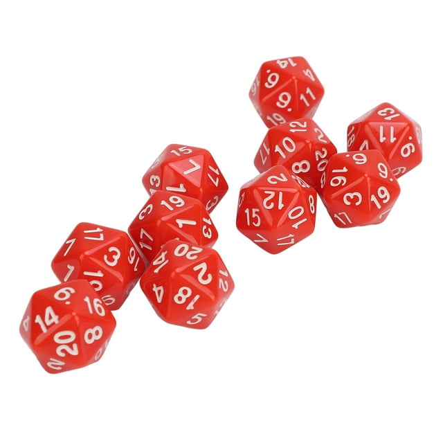 10PCS Polyhedral Set, Plastic Lightweight 20 Sided Clear Numbers Table Game for Role Playing Table Games