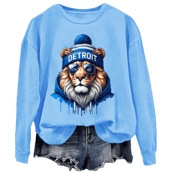 Lions Sweatshirt, Lion Head Graphic Sweatshirt