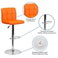 thumbnail image 6 of Flash Furniture Contemporary Orange Quilted Vinyl Adjustable Height Barstool with Chrome Base, 6 of 13