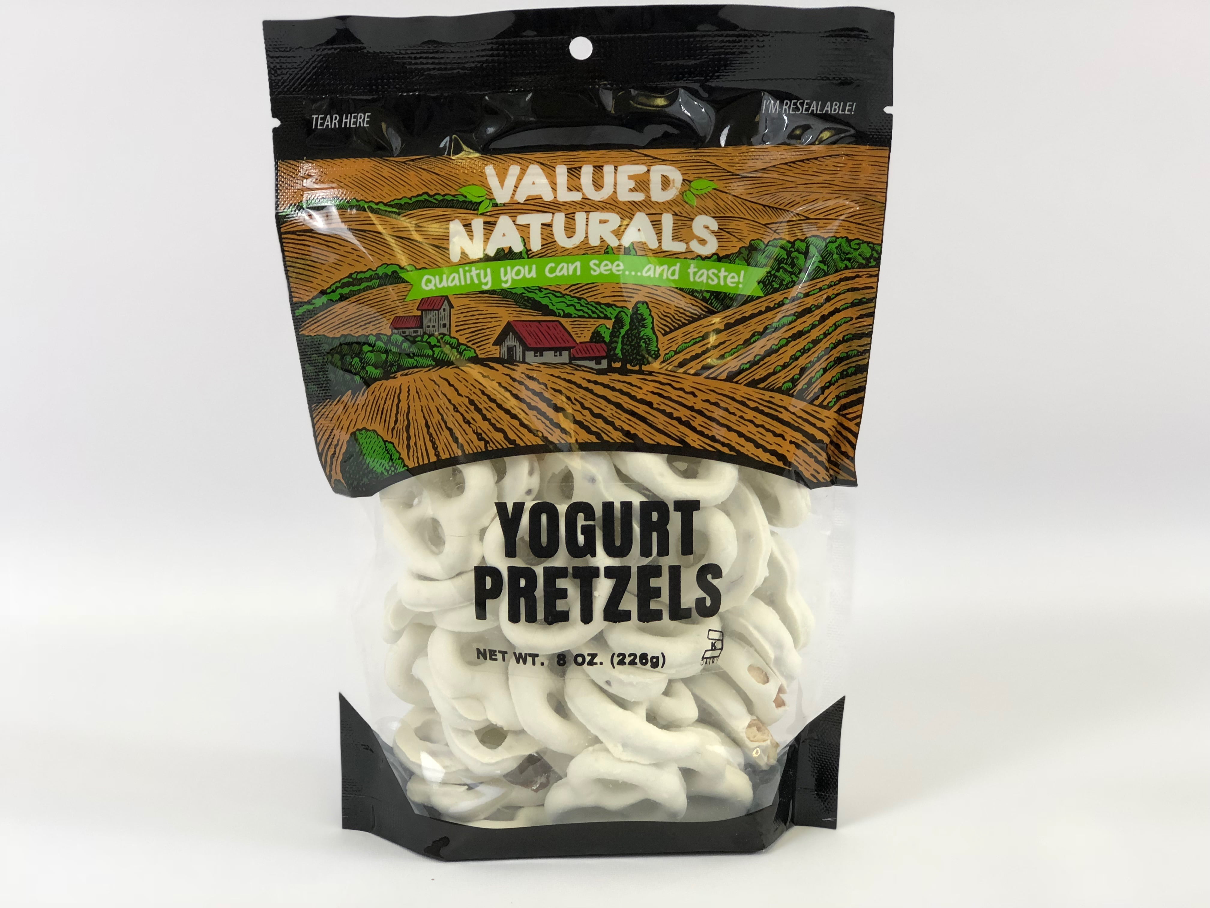 Valued Naturals, Creamy Yogurt Covered Pretzels, 8 oz standup pouch