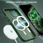 Magnetic for iPhone 13 Case/iPhone 14 Case Compatible with Magsafe Translucent Matte Slim Anti-Scratch Military Grade Protective Phone Case for iPhone 13/iPhone 14 for Men, Deep Green