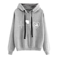 thumbnail image 3 of Gibobby Sudadera con cremallera Top de para mujer, camisetas con estampado de figura de palo, sudadera cálida de manga larga con capucha y cuello redondo, blusa informal de invierno （Gris， L), 3 of 4