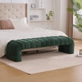 thumbnail image 3 of YIYADO 69.7" Wide Modern Upholstered Armless Bed Bench, Channel Tufted Sofa Recliner, Chenille Ottoman Footstool for Living Room and Bedroom, Entryway, Green, 3 of 6