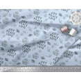 thumbnail image 2 of Soimoi Blue Rayon Crepe Fabric Holly Leaves & Text Printed Craft Fabric by the Yard 46 Inch Wide, 2 of 3