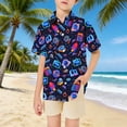 thumbnail image 2 of Boys Neon Rocket & Planet Graphic Short Sleeve Zip Up Cardigan Casual Summer Top Shirt, 2 of 4