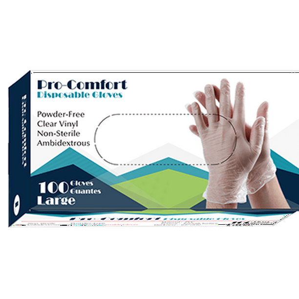 Pro Comfort Disposable Vinyl Gloves LARGE