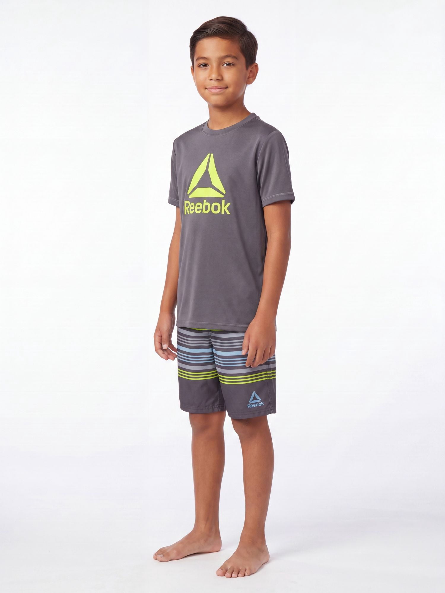 Reebok Boys Swim Trunks with Elastic Drawstring Waistband and UPF 50+ Protection, Sizes 4-18
