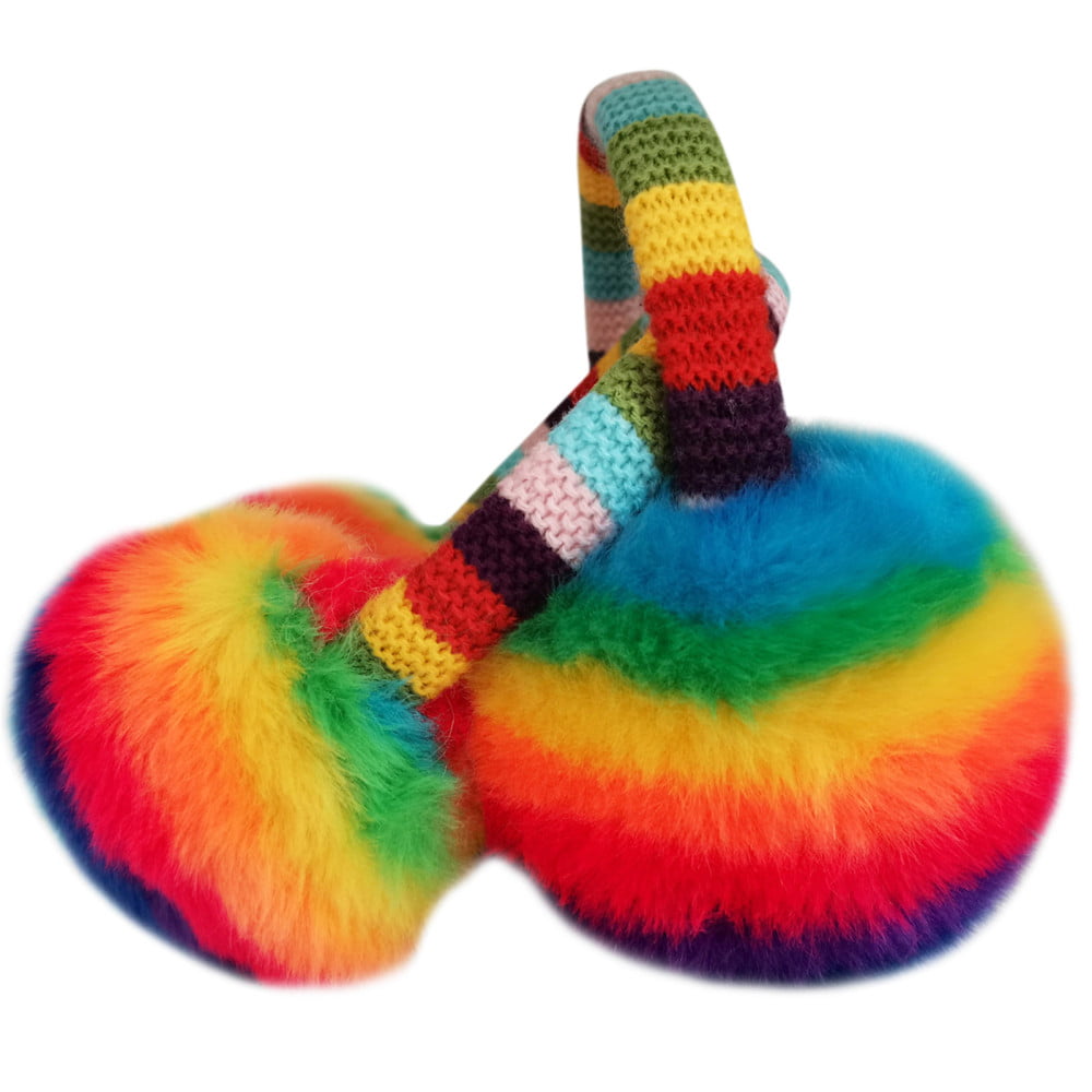 Unisex Winter Cute Rainbow Earmuffs for Kid Warm and Anti-Freeze ...