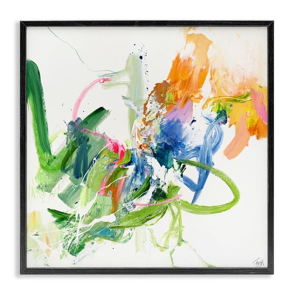 Confident Green Abstraction Black Framed Giclee Art, design by Design Fabrikken