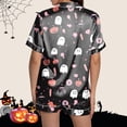 thumbnail image 5 of Ruyelune BlackFamily Halloween Pajamas Matching SetsFunny Halloween Costumes Halloween Pajamas Women Button Down Short Sleeve Top With Short 2 Piece Sets SleepwearM, 5 of 7