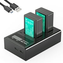Zmoon NP-FW50 Camera Battery Charger Set with 2-Pack 2250mAh Batteries for Sony A6000, A7, Black