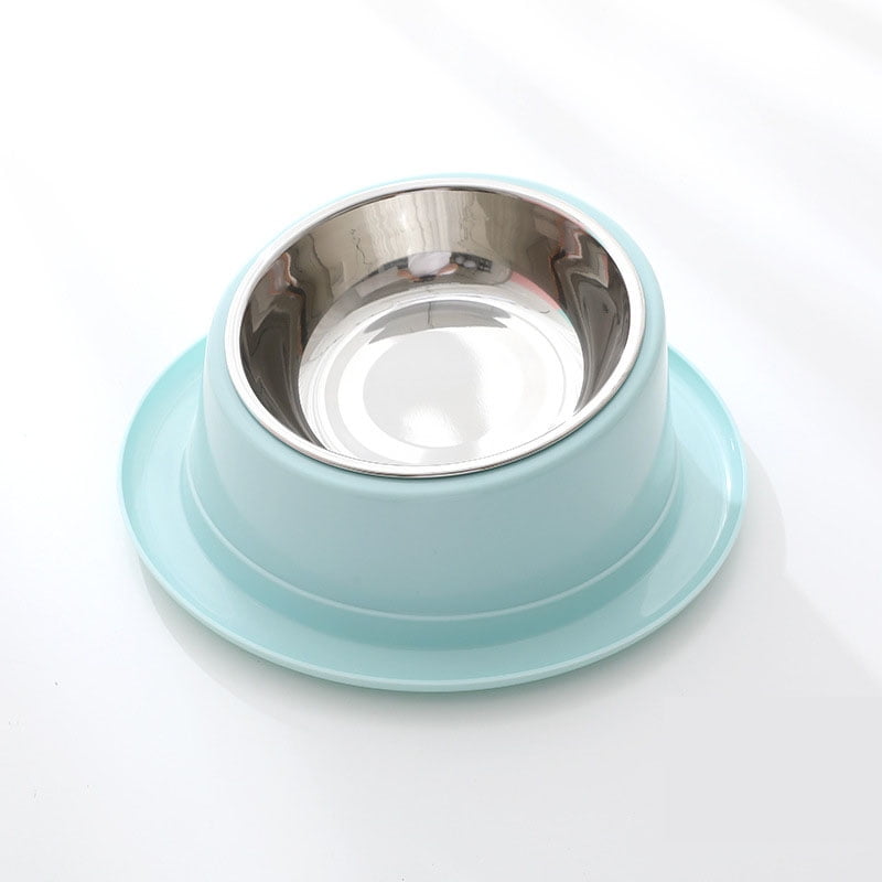 Cat Bowls Anti Ant Food Dish Non Skid and Non Spill Silicone Pad with PP Stand Stainless Steel Food Water Dispenser Cat Supplies blue