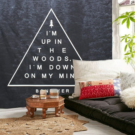 Meigar Black Woods and Slogans Inside the Triangle Wall Art Hanging Tapestry Bedding Bedspread for Bedroom, College Dorm Room Home Wall Art Decor Bed
