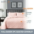 thumbnail image 4 of Swift Home Modern Ultra Soft Microfiber Traditional Diamond Quilting Coverlet Quilt Set Rose Blush Full - Queen 3 Piece, 4 of 6