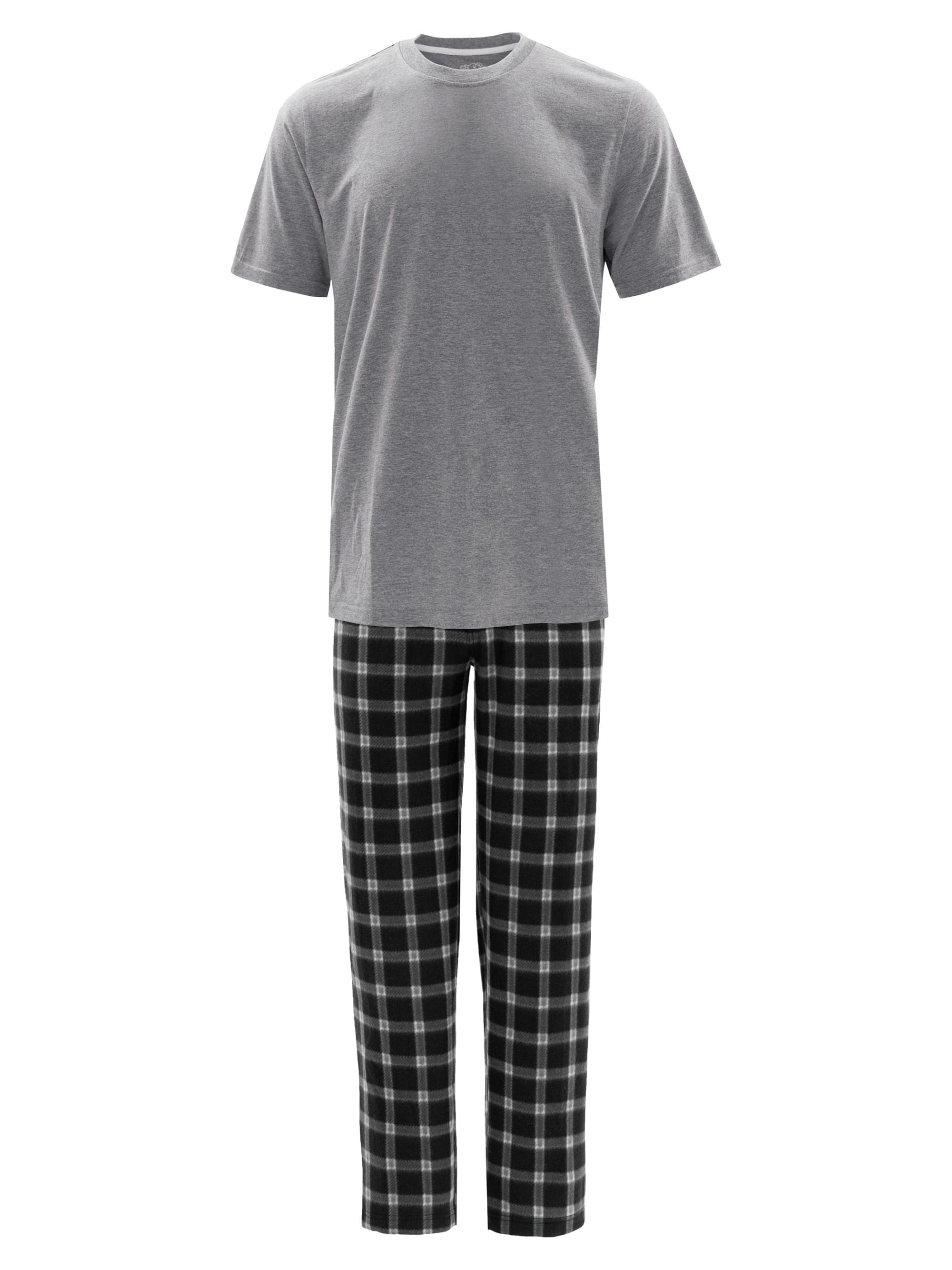 Fruit of the Loom Men's Crewneck Tee and Fleece Pajama Pants Set, 2-Piece, Sizes S-5XL