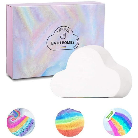 (2 Packs) Large Bathtub Bombs, Organic Crafts Rainbow Bubble Bathtubs Gift Set (2 Rainbow Bath Bombs)