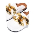 thumbnail image 4 of Cape Robbin Colinda White Vegan Slip On Big Buckle Gold Slides Mules Sandals, 4 of 4