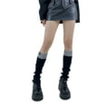 thumbnail image 1 of Kmbangi Women's Rib Knit Leg Warmers Cute Knee High Socks Boot Cuffs Two Tone Stockings with Button Decor, 1 of 3