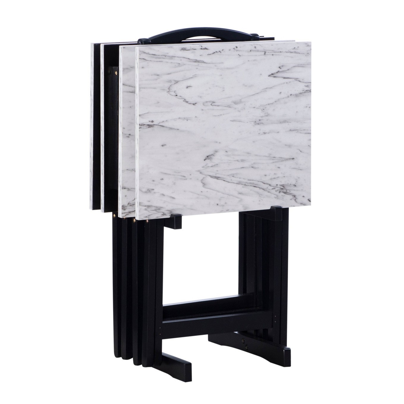 Faux Marble Tray Table Set，white
