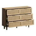 thumbnail image 5 of 6-Drawers Rattan Storage Cabinet Rattan Drawer, 43.31" Wood Tall Chest of Dressers with Handmade Natural Rattan Drawers for Bedroom, Living Room, Drawers Dresser With Modern Large Space Up Load 50 lbs, 5 of 7