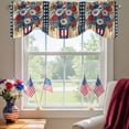 thumbnail image 2 of Independence Day Tie Up Valances Curtain, Adjustable Kitchen U.S. Flag Themed Farmhouse Flower Retro Wood Grain Valances for Windows Decor, Rod Pocket Short Curtains Set for Bedroom/Bathroom, 42"x12", 2 of 9