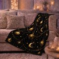 thumbnail image 5 of Printed Flannel Throw Blanket with Hanging Golden Moons And Ornamental Celestial Garlands, 5 of 7