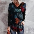 thumbnail image 2 of Top de manga larga con cuello en V y encaje con estampado de hojas y flores para mujer Fridja  hkj4366, 2 of 8