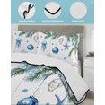 thumbnail image 4 of Quilts Twin-XL Size Bedding Set, Blue Coastal Christmas Lightweight Quilted Comforter, Xmas Ball Pine Starfish Shell Snowflake Soft Bedspread Coverlet with Pillow Covers for All Season, 68" x 98", 4 of 7