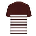 thumbnail image 7 of Scyoekwg Short Sleeve Shirts for Women Crew Neck Pleated Fake Two Piece Blouses Top Loose Shirts Summer Striped Print Comfy Casual Trendy Tshirt Blouses (Brown,XXL), 7 of 7
