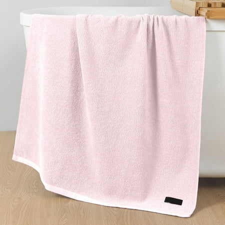 BUERCWS Oversized Cotton Bath Towel 27.6x55 Inch Soft & Absorbent Large Bath Sheet for Adults Hotel Quality Fade Resistant Shower Towel Pink