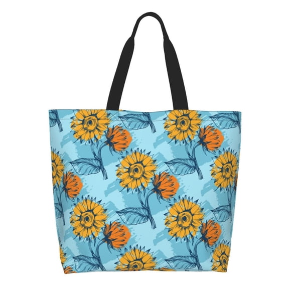 Honeii Sunflowers Print Tote Bag for Women, Foldable Tote Bag Large Shoulder Bag Top Handle Handbag for Travel, Work